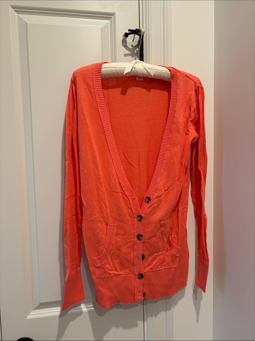 Mossimo Supply Co. Coral Button-Front V-Neck Cardigan